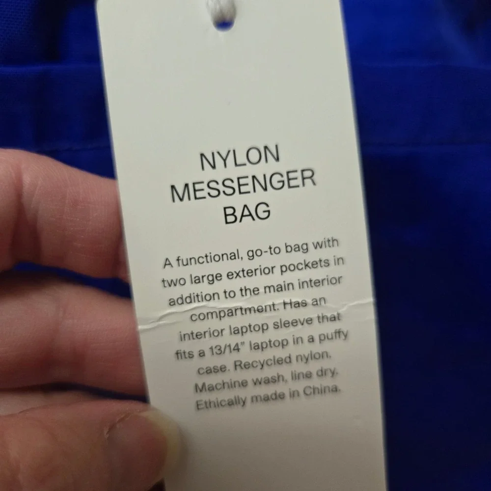 Baggu Nylon Messenger Bag Lapis Blue Recycled Crossbody Laptop Sleeve NWT